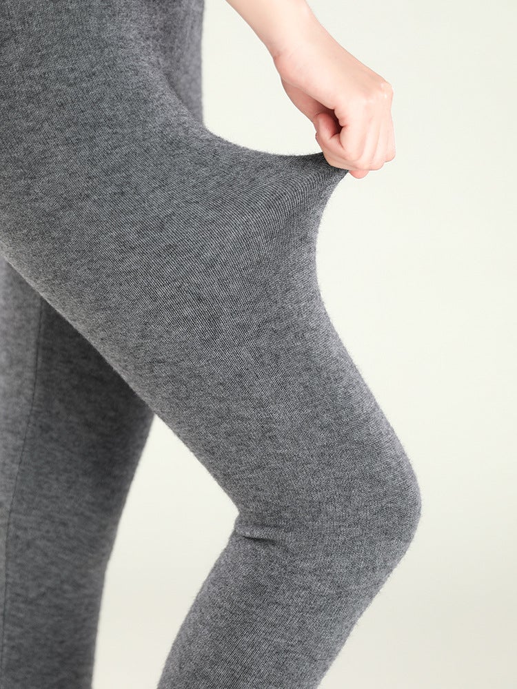 Women'S Seamless Thermal Knit Leggings Non-Wool Thickened Inner Knit Pants Four-Way Pants - Image 5